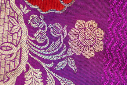 Purple Banaras with Velvet florals