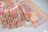 Banarasi Peach Tussar all over Tissue saree