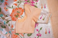 Banarasi Peach Tussar all over Tissue saree