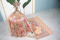 Banarasi Peach Tussar all over Tissue saree