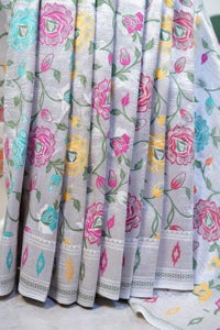 Banarasi Beige Tussar all over Tissue saree