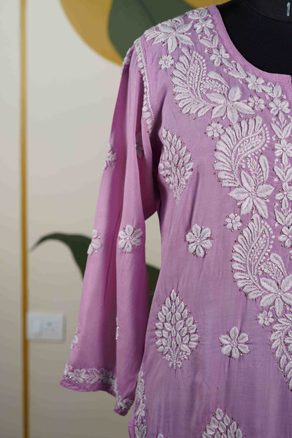 Lilac Modal Long Kurti with Mukesh Dress