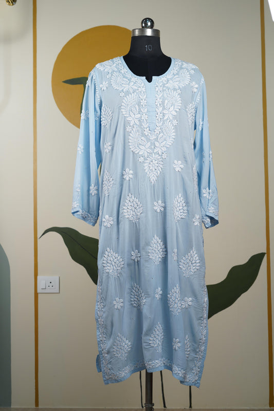 Baby Blue Modal Long Kurti with Mukesh Dress