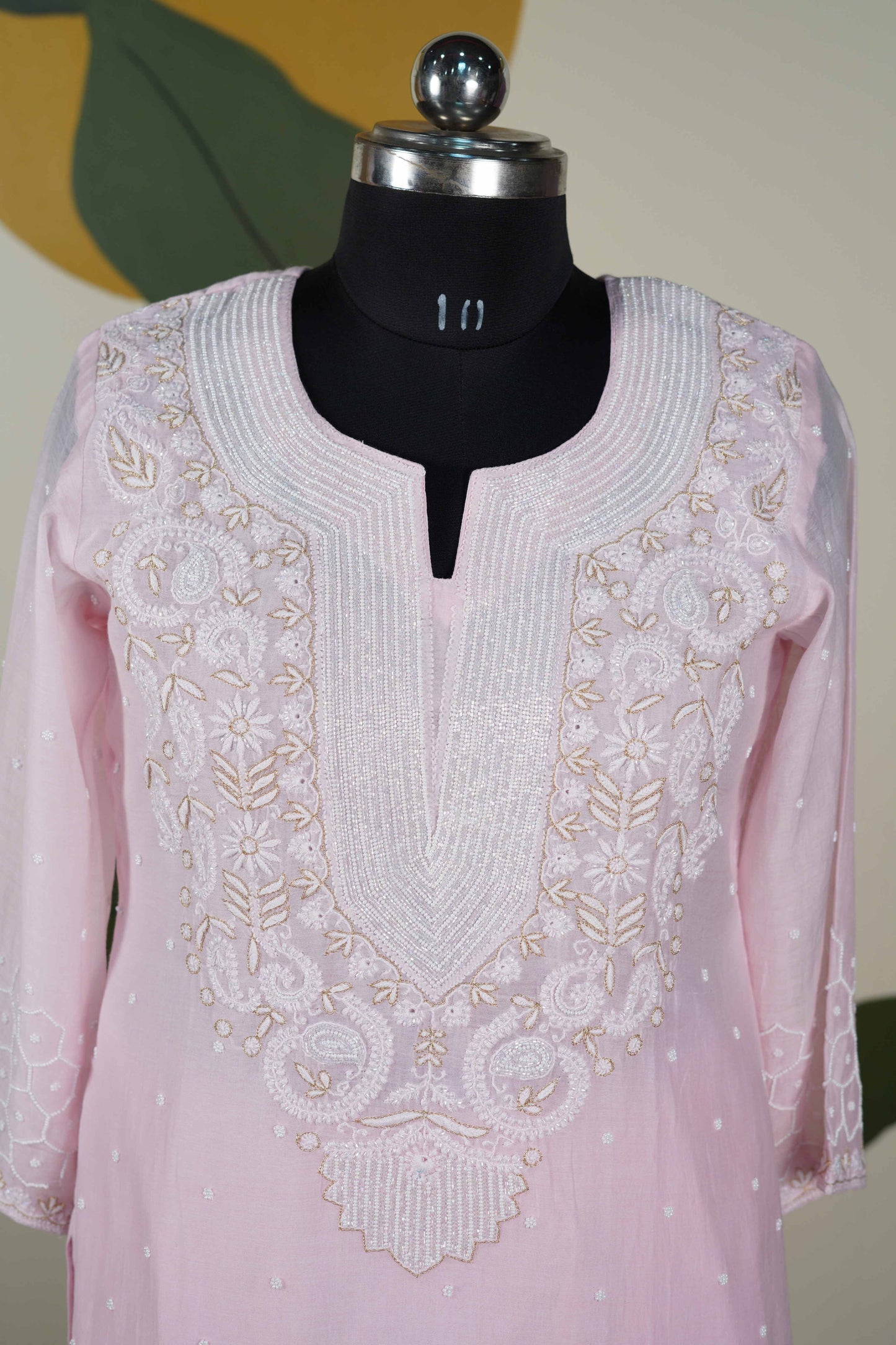 Baby Pink Cutdana straight Kurta set Dress