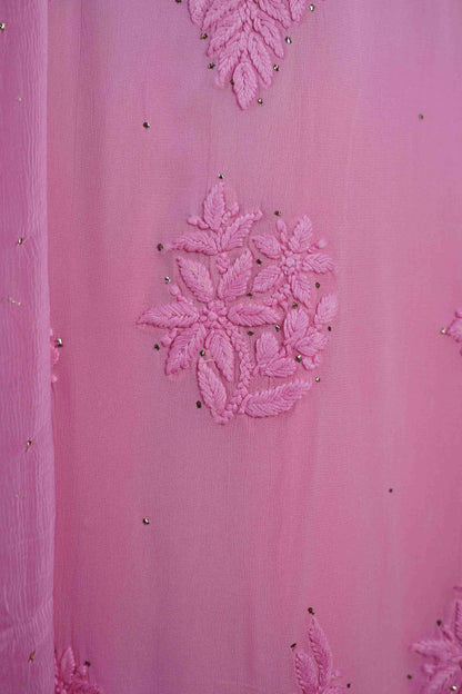 Baby Pink Ombre Chikankari Dress