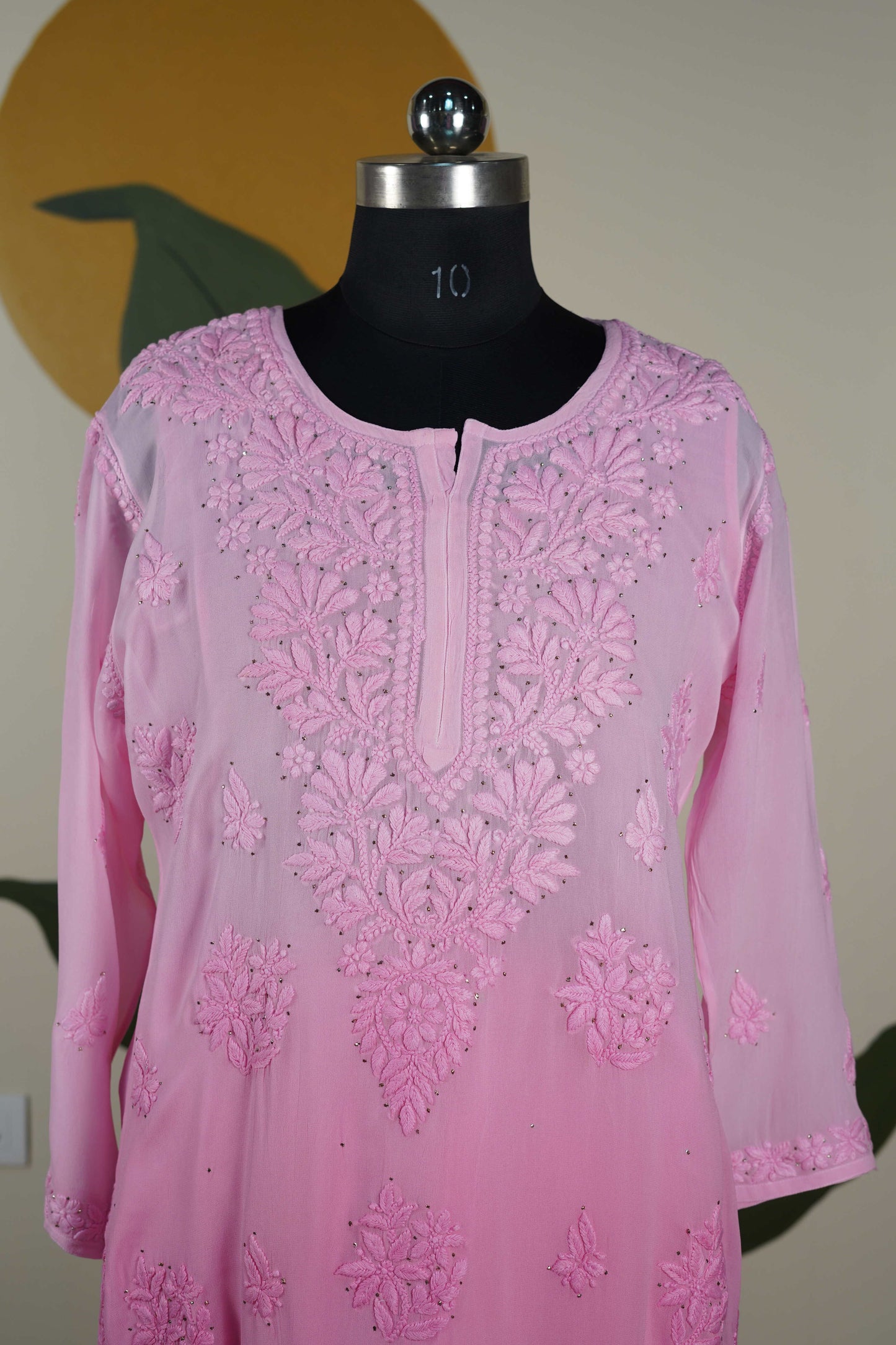 Baby Pink Ombre Chikankari Dress