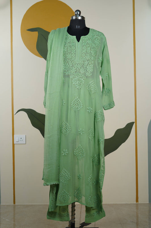 Green Chikankari Dress