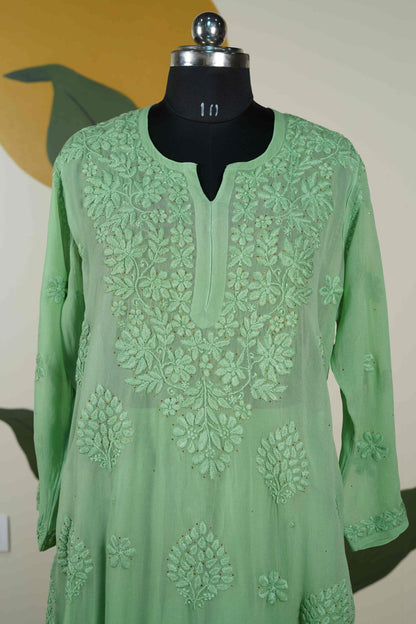 Green Chikankari Dress