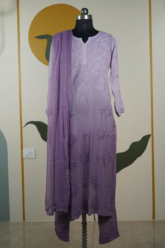 Lilac Ombre Chikankari Dress