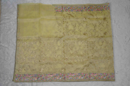 Organza Parsi Gara Pista Green Saree