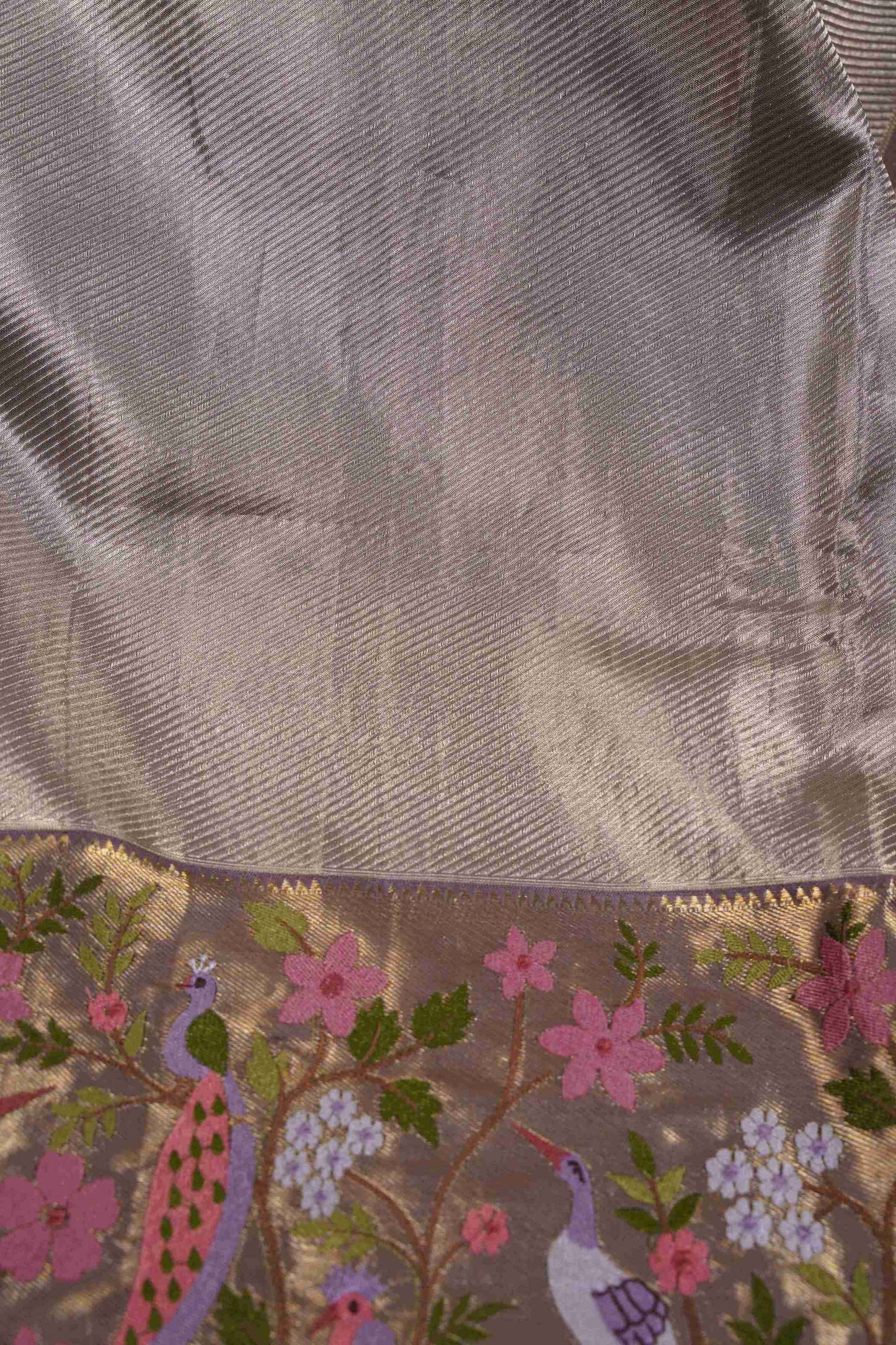 Lilac Brocade Kanchi Saree with Embroidery