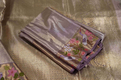 Lilac Brocade Kanchi Saree with Embroidery