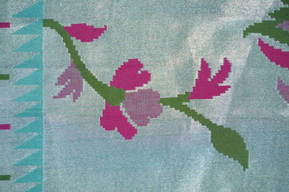 Powder Blue Tissue Saree paithani border