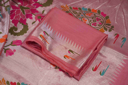 Light Pink Tissue Saree paithani border