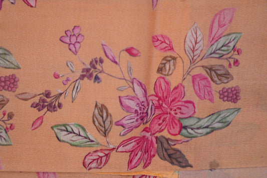 Brocade Banaras Digital print border - Peach
