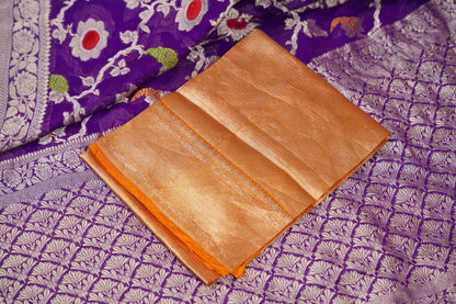 Magenta Katan all over pattern with velvet border