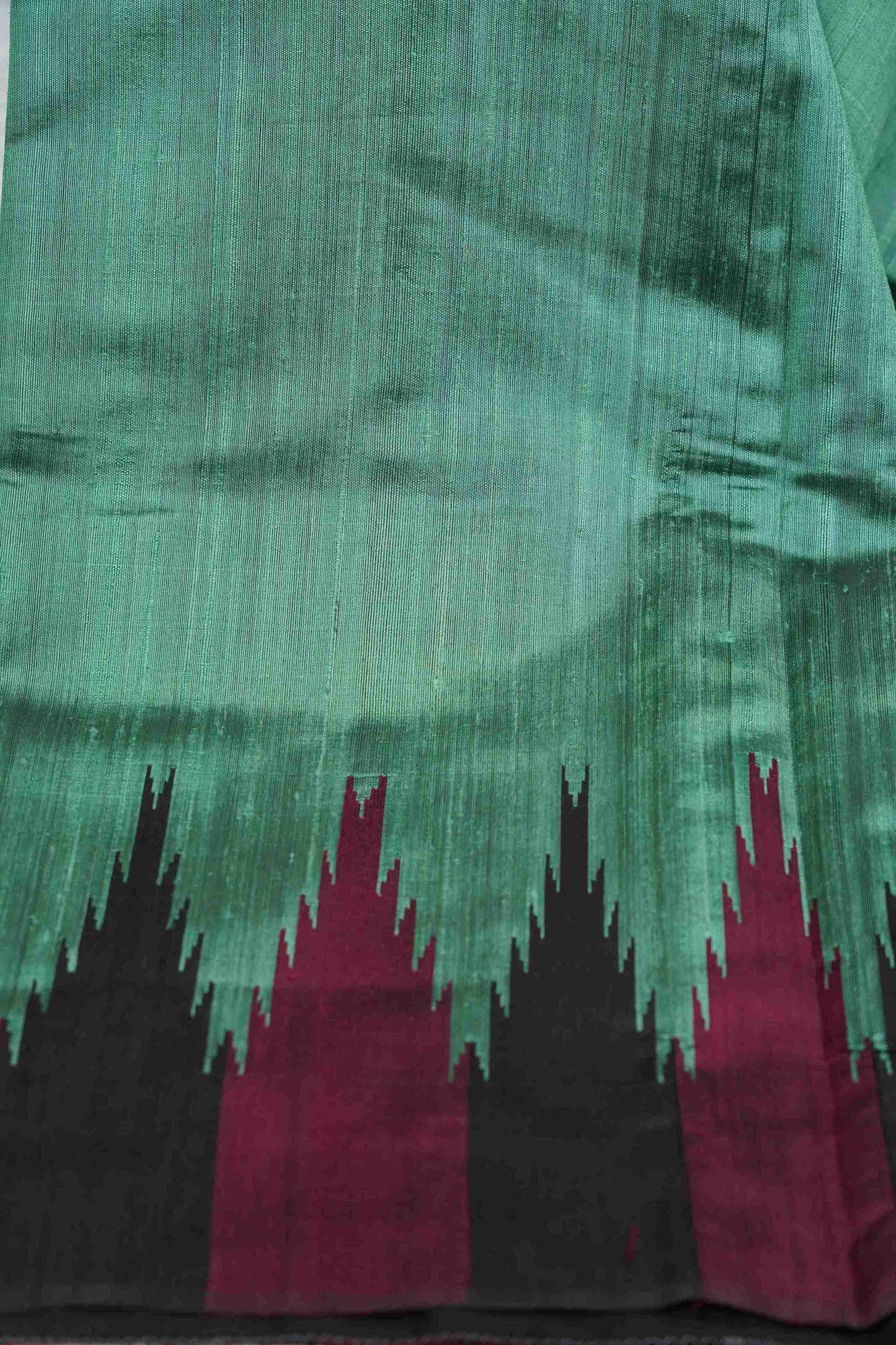Tussar Green with maroon temple border