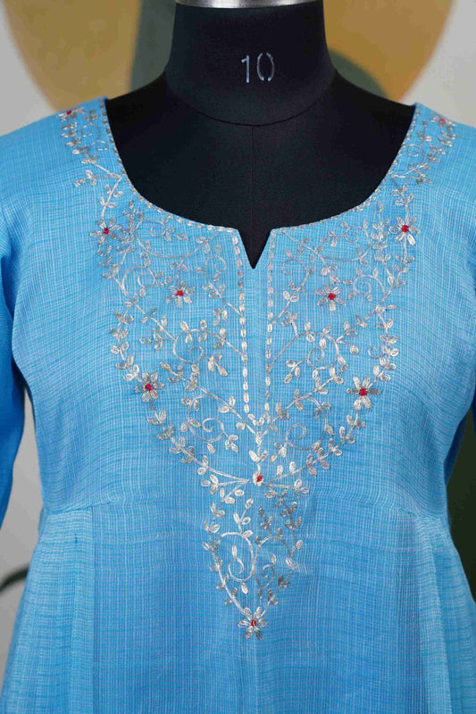 Sky blue Kota neck only Dress