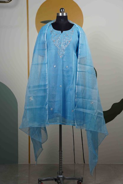 Sky blue Kota neck only Dress