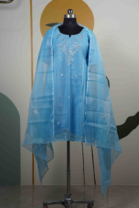 Sky blue Kota neck only Dress
