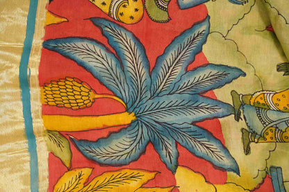Gajji Silk Kalamkaari with Beige  Village Pallu
