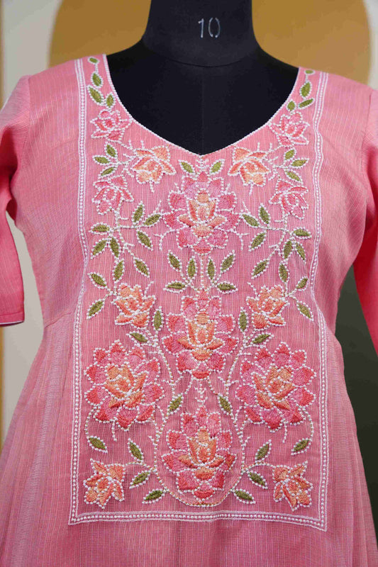 Salmon pink Kota all over Dress