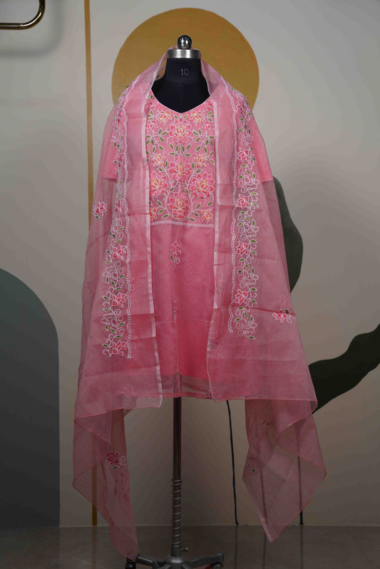 Salmon pink Kota all over Dress