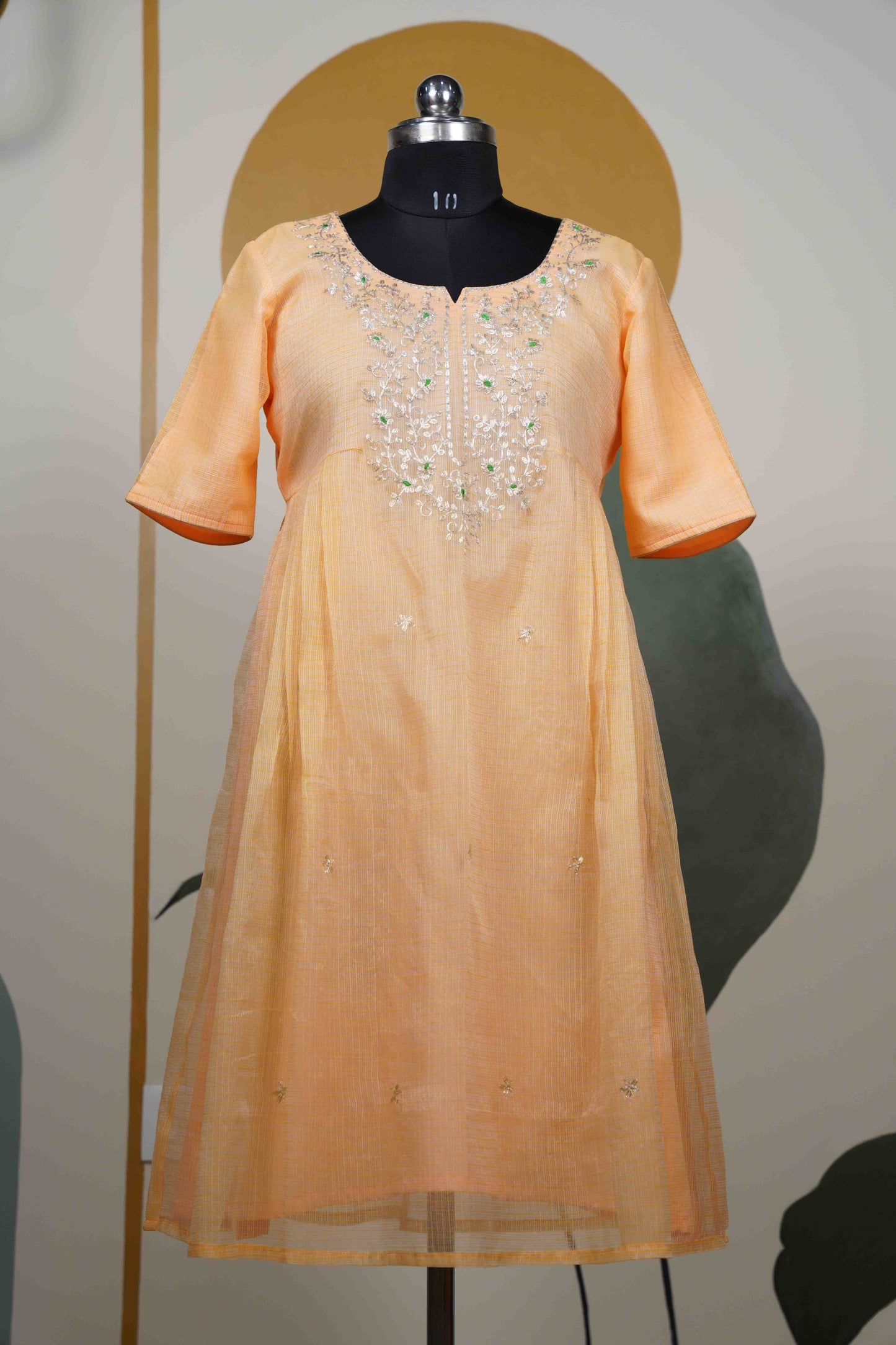 Light Peach Kota neck only Dress