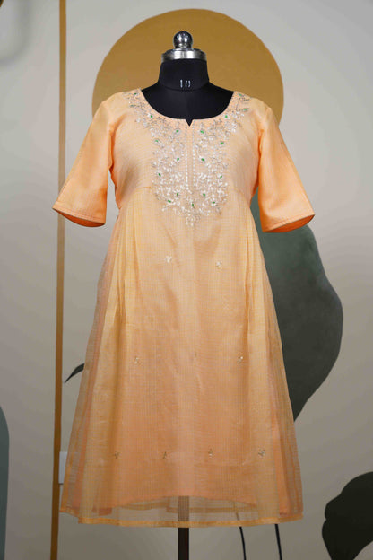 Light Peach Kota neck only Dress