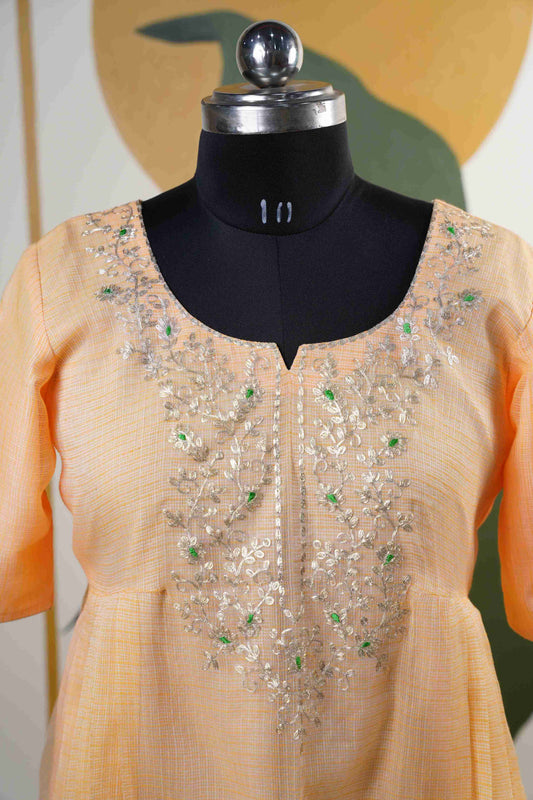 Light Peach Kota neck only Dress