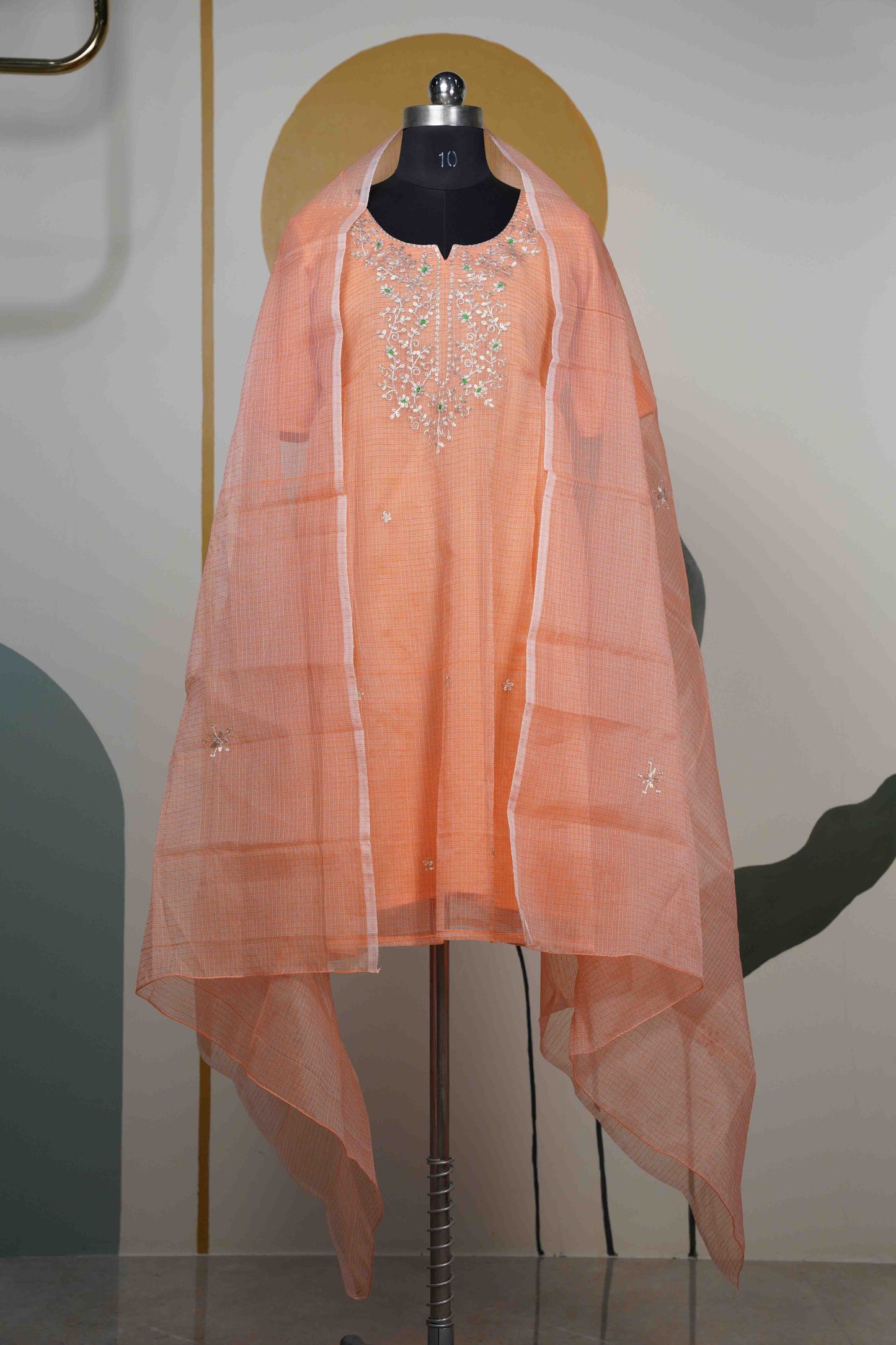 Dark Peach Kota neck only Dress