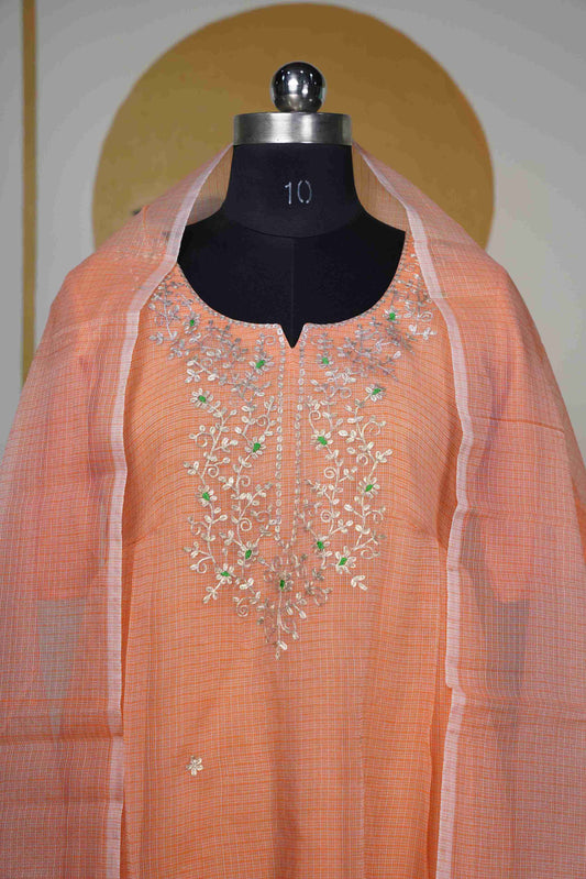 Dark Peach Kota neck only Dress