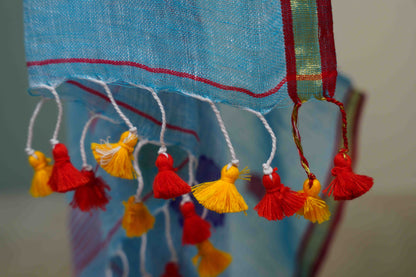 Sky Blue Jamdhani Jute Dress