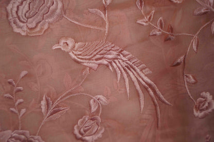 Organza Parsi Gara Peach Saree