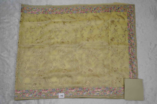 Organza Parsi Gara Pista Green Saree