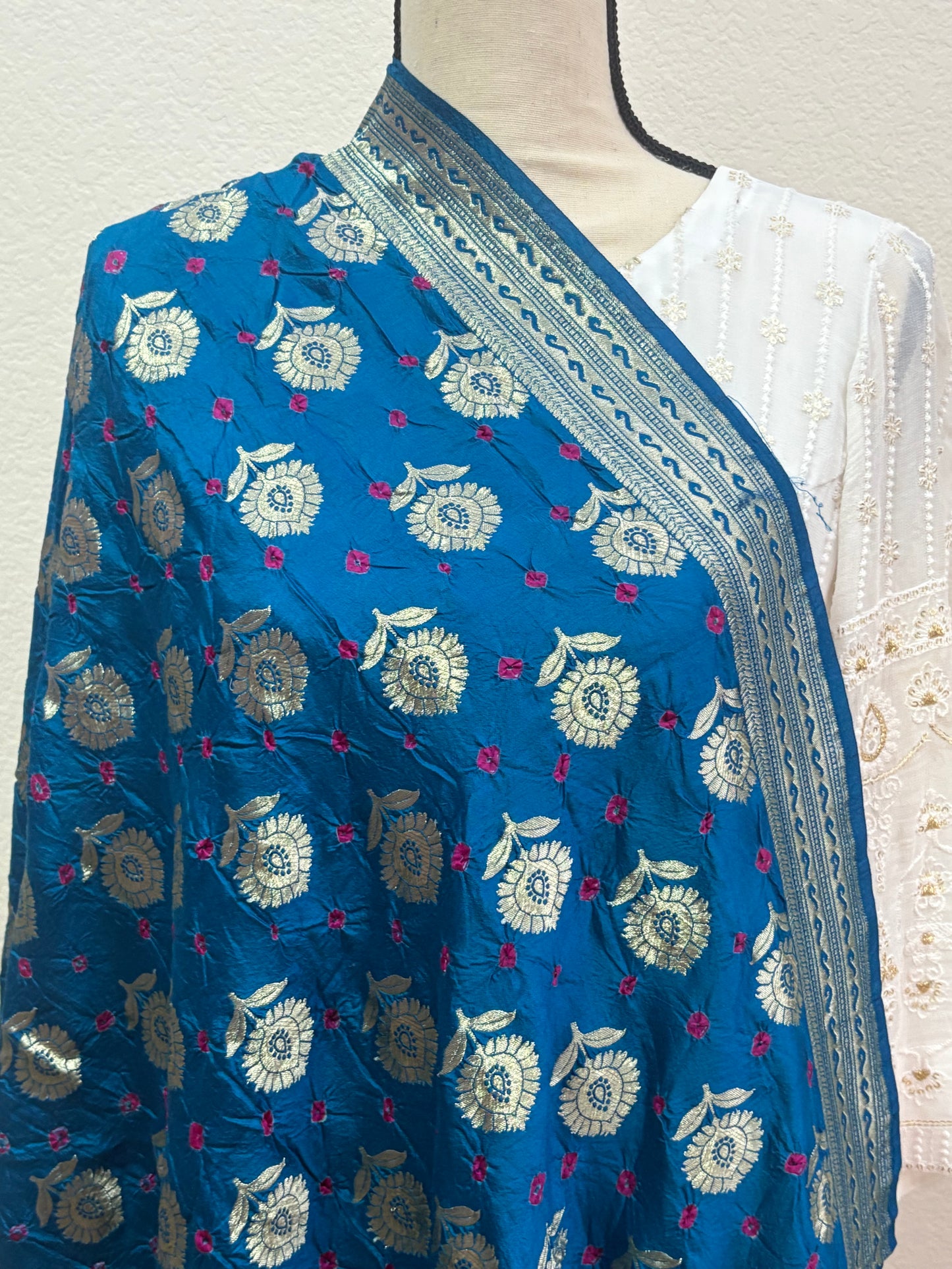 Lightweight Blue Banarasi Dupatta