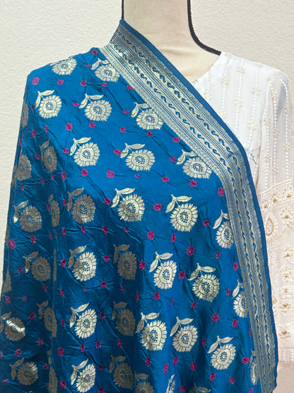 Lightweight Blue Banarasi Dupatta
