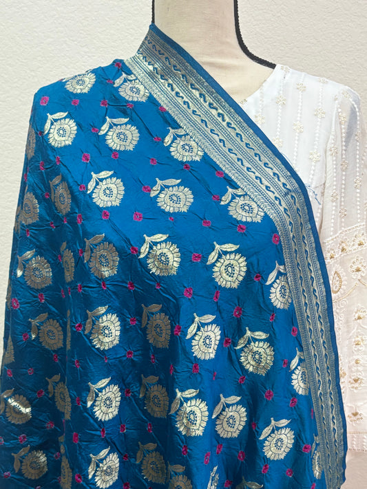 Lightweight Blue Banarasi Dupatta