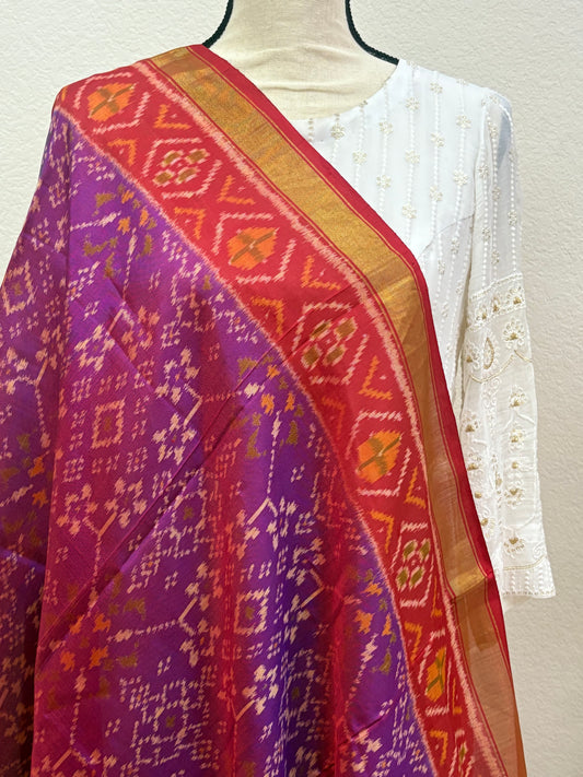 Pink Cotton Patola Dupatta