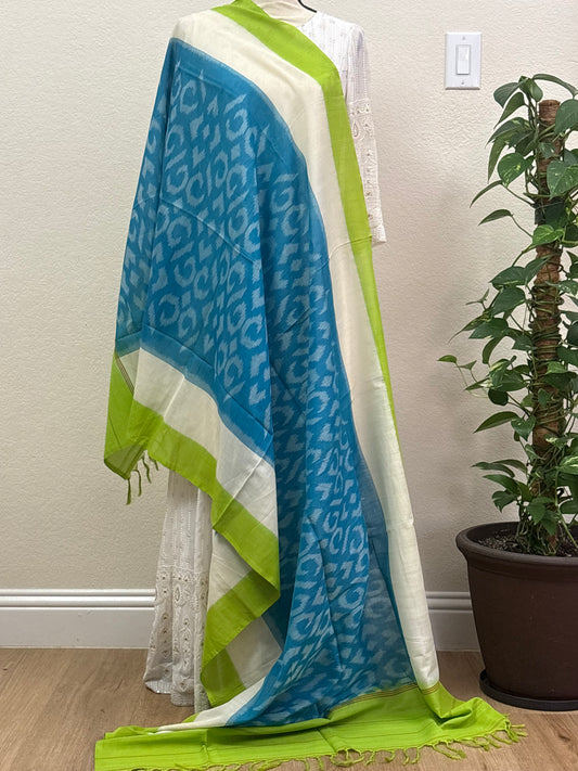 Blue Cotton Ikkat Dupatta