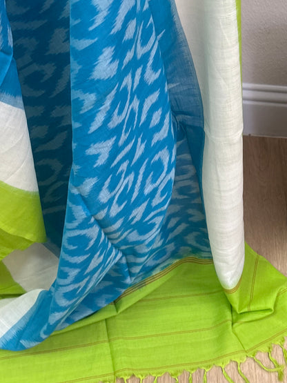 Blue Cotton Ikkat Dupatta