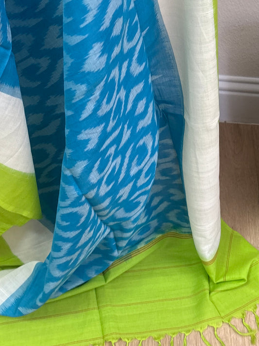 Blue Cotton Ikkat Dupatta