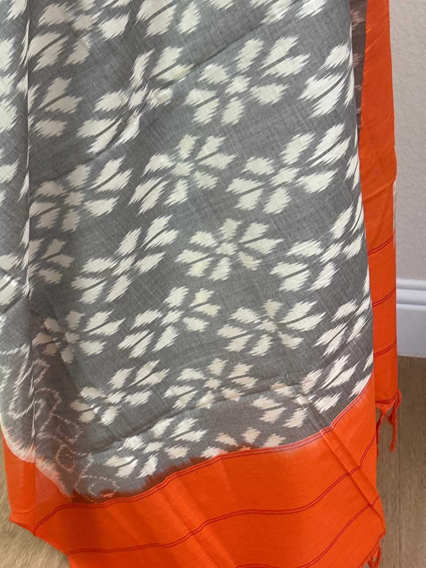 Grey Cotton ikkat Dupatta