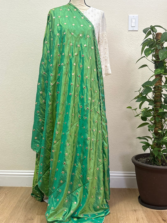 Soft Silk Green Mirror Dupatta