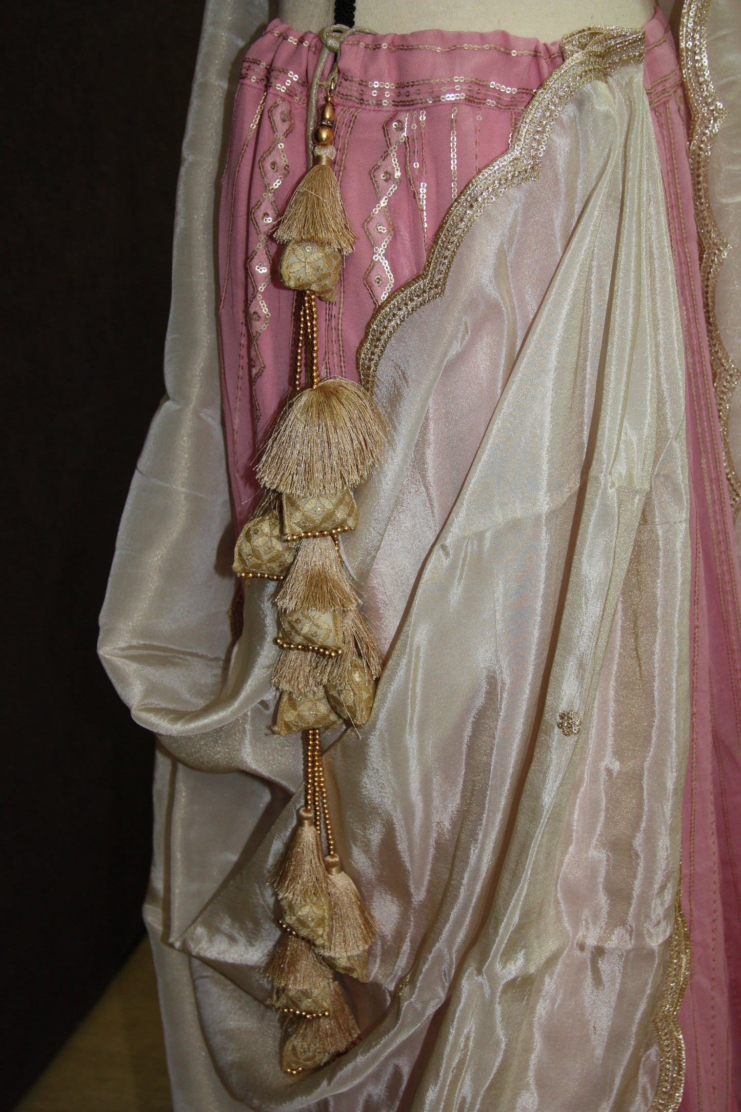 Light pink Chikankari Lehenga with Sequin Work & Cream Tissue Dupatta