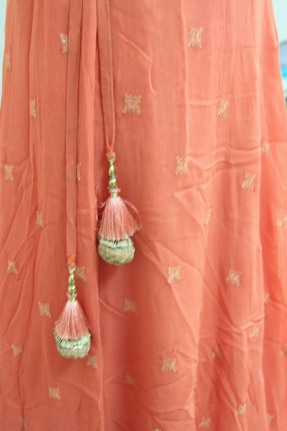 Orange Georgette Lehenga with Printed Blouse