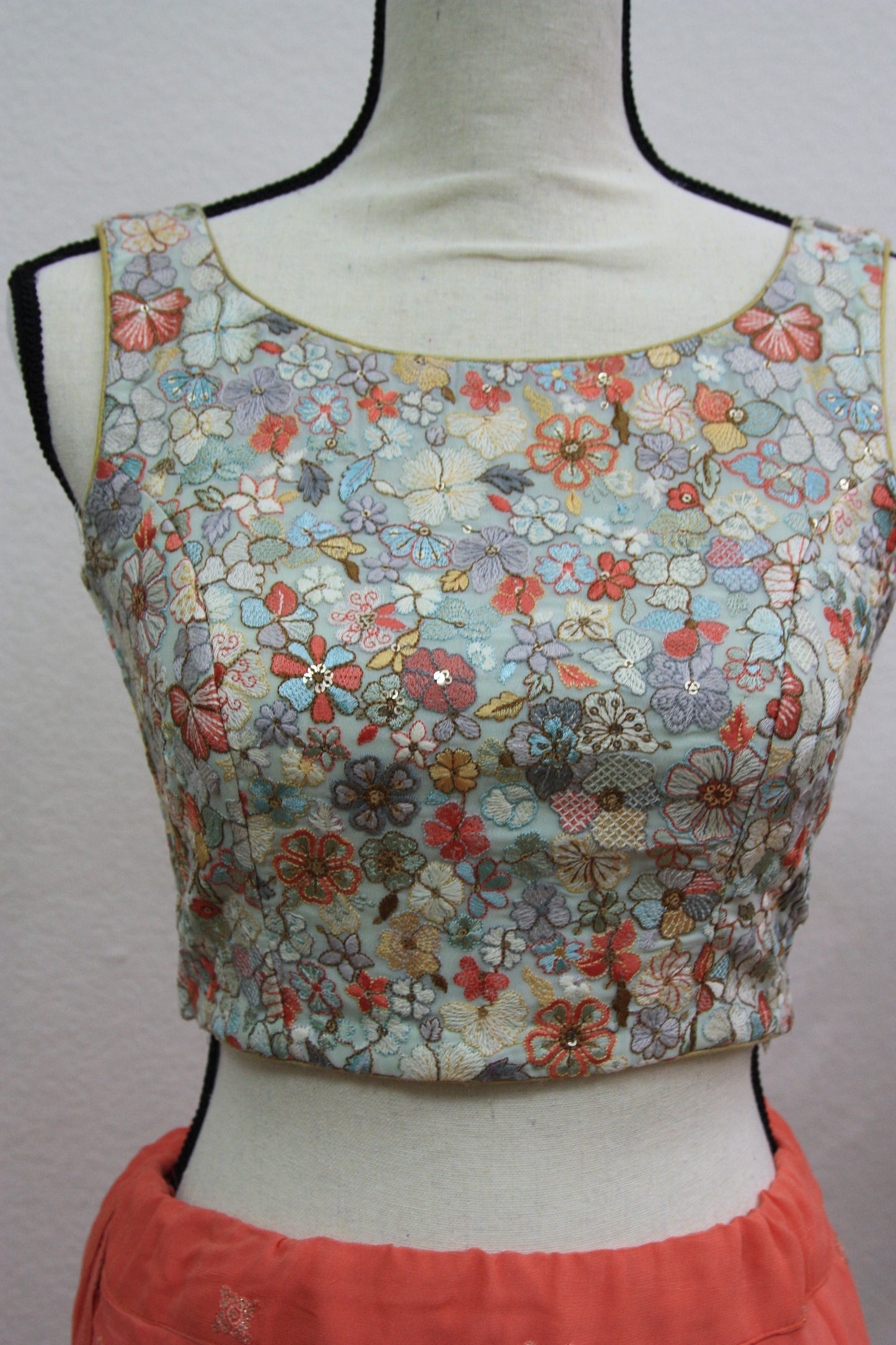 Orange Georgette Lehenga with Printed Blouse