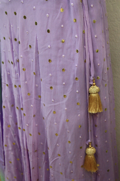 Lavender Georgette Lehenga with Printed Blouse