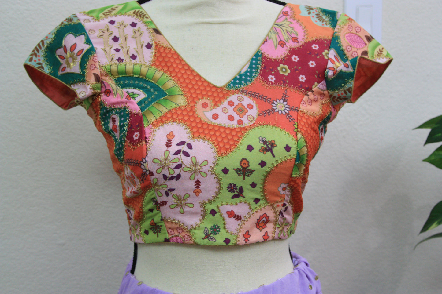 Lavender Georgette Lehenga with Printed Blouse
