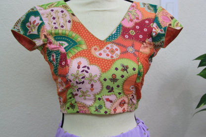 Lavender Georgette Lehenga with Printed Blouse